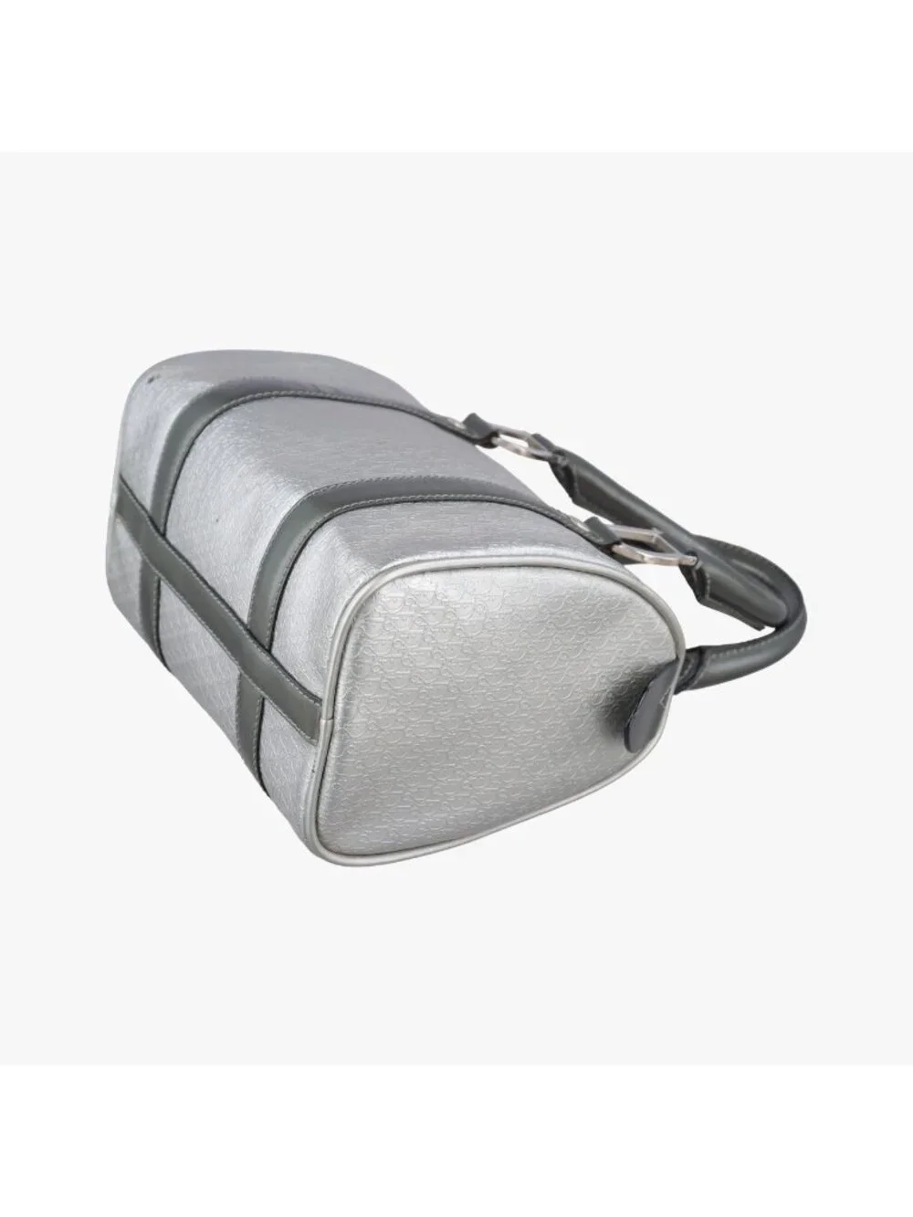 Dior Zucca Pattern Zucchino Glitter Logo Silver Gray Leather PZ Handbag